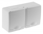 BETA surface socket 2-gang with grounding and cover white IP44