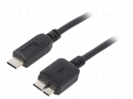 Cable | USB 3.0 | USB B micro plug,USB C plug | nickel plated | 1m