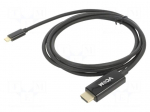 Adapter | USB 3.1 | HDMI plug,USB C plug | gold-plated | 1.8m | black