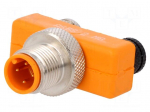 T adapter | M12 male,M8 female x2 | PIN: 3 | IP67 | Y