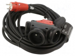 Extension lead | 3x2.5mm2 | 5m | rubber | black | Sockets no: 3 | 16A