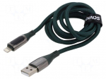 Cable | USB 2.0 | Apple Lightning plug,USB A plug | 1m | black | 12W
