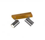 Trio Marley spotlight 2-pc GU10 brushed steel/wood gaismeklis 812400207 4017807487978