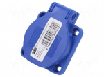Connector: AC supply | socket | 2P+PE | 250VAC | 16A | blue | PIN: 3 | IP54