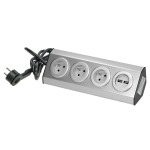 Uued tooted // Gniazdo meblowe, kuchenne  z ładowarką USB, montowane na rzepy z przewodem 1,5m - 3x2P+Z, 2xUSB, INOX z przewodem 1,5m.