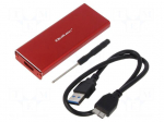 Hard discs housing: M.2 | USB 3.0 | aluminium | PnP | 38x95x9mm | red