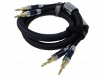 Cable | banana plug x2,both sides | 1m | Plating: gold-plated | black