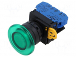 Switch: push-button | 22mm | Stabl.pos: 1 | NO | green | LED | IP65 | YW