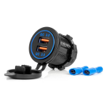 Auto- ja mootorrattatooted, elektroonika, navigatsioon, CB raadio // Auto elektroonikakomponendid : Installatsioonikaablid : Kaitsealused : &Uuml;hendused // Ładowarka samochodowa z gniazdami usb wodoodporna 2xusb qc3.0 12v 24v amio-04218