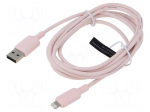 Cable | USB 2.0 | Apple Lightning plug,USB A plug | nickel plated