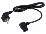Cable | 3x0.75mm2 | PVC | 1.5m | black | 10A | 250V | Type: UNI-Schuko plug