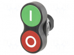 Switch: double | 22mm | Stabl.pos: 1 | green/red | none | IP65 | flat | 46
