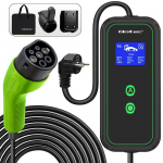 Qoltec Mobile charger for EV 2-in-1 Type2 | 3.5kW | 230V | SCHUKO 16A | LCD | Portable | Wallbox | 5m