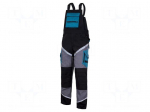 Dungarees | Size: XL | black-grey-turquoise | with reflector