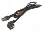 Cable | CEE 7/7 (E/F) plug angled,IEC C19 female | 5m | black | 16A