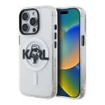 Back panel cover Karl Lagerfeld Apple iPhone 15 Pro Max Silicone case with Magsafe IML KL Sketch Logo Transparent