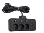 T&ouml;&ouml;riistad ja m&otilde;&otilde;teseadmed // Uued tooted t&ouml;&ouml;riistade, tarvikute kategoorias // 98-314# Rozgałęźnik ps-310 3-gniazda+2xusb+2xusb-c 3m czarny 3x1mm przedłużacz