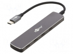 Hub USB | USB C socket x4,USB C plug | USB 3.2 | PnP,flat | grey