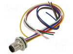 Connector: M12 | plug | PIN: 8 | male | 30V | straight | IP67 | 2A | 30VAC