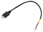 Cable | USB 2.0 | wires,USB B micro plug | 150mm | black | 22AWG