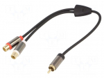 Cable | gold-plated | RCA socket x2,RCA plug | 0.2m | black | V: stereo