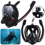 Pumbad // Filtriga basseinipumbad // Maska Do Snorkelingu Nurkowania Pełnotwarzowa AntiFog DryTop Czarna L/XL