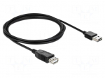 Cable | USB 2.0 | USB A socket,USB A plug double sided | 2m | black