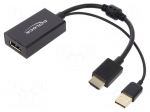 Adapter | DisplayPort socket,HDMI plug,USB A plug | 0.24m | black