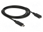 Cable | USB C socket,USB C plug | 1.5m | black | HDCP,HDR | 10Gbps | 60W