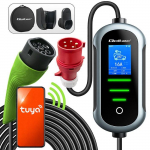 Qoltec Mobilna ładowarka do samochodu elektrycznego EV i hybryd z regulacją 2w1 Typ2 | 11kW | 400V | CEE 16A | Wi-fi | TUYA | SMART LIFE | LCD | Przenośna | Wallbox | 5m