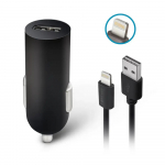 Forever M02 auto lādētājs | 5W | USB-A, Lightning | ar Lightning vadu komplektā | melns
