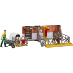 Bruder bworld cow and calf barn with farmer, backdrop (multicolored)