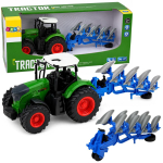M&auml;nguala | PC | Konsoolid | Tarvikud // M&auml;nguasjad ja m&auml;ngud lastele // Traktor Rolniczy Farmerski Z Pługiem Wieloskibowym Gumowe Koła Zielony 1:24