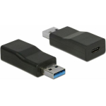 DELOCK USB3.1 adapter USB A &rarr; USB C pistikuga, must