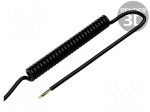 Wire: coiled | 3G2,5mm2 | unshielded | PUR | black | 450/750V | 1m | 4m
