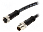 Cable: for sensors/automation | M8-M8 | male | female | PIN: 4 | plug