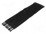 Velcro tie | L: 200mm | W: 12.5mm | black | 10pcs | &Oslash;max: 60mm | -20&divide;75&deg;C