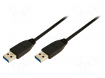 Cable | USB 3.0 | USB A plug,both sides | nickel plated | 3m | black