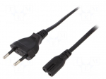 Cable | CEE 7/16 (C) plug,IEC C7 female | 3m | black | 2.5A | 250V