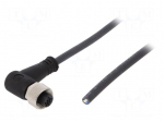Connection lead | M12 | PIN: 4 | angled | 3m | plug | 250VAC | 4A | -25&divide;80&deg;C