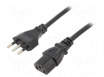 Cable | 3x0.75mm2 | CEI 23-50 (L) plug,IEC C13 female | PVC | 1.8m