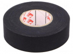 Tape: textile | W: 25mm | L: 25m | Thk: 0.25mm | caoutchouc | black | 8%