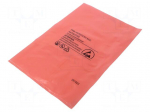 Protection bag | ESD | L: 305mm | W: 203mm | Thk: 75um | 100pcs | pink