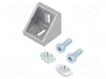 Angle bracket | for profiles | Width of the groove: 8mm | W: 29mm