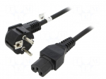 Cable | 3x0.75mm2 | CEE 7/7 (E/F) plug angled,IEC C15 female | PVC