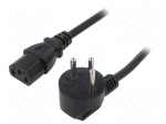 Cable | 3x1mm2 | IEC C13 female,IS1-16P (H) plug angled | PVC | 5m