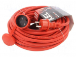 Extension lead | 3x2.5mm2 | 15m | rubber | red | Sockets no: 1 | 16A