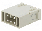 Connector: HDC | module | male | MIXO | PIN: 5 | 16A | 400V | with contacts