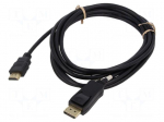 Cable | DisplayPort plug,HDMI plug | 4K,UHD 2160p | 3m | black