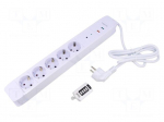 Plug socket strip: supply | Sockets: 5 | 230VAC | 16A | white | 1.5m
